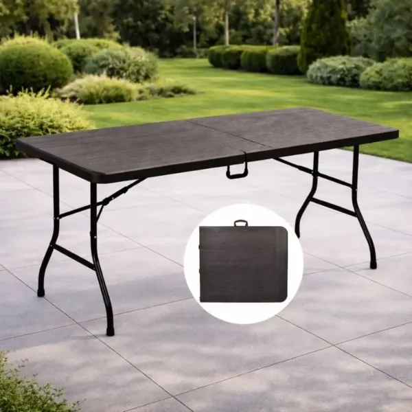 Stol Sklopivi Lanny 180x70x74cm Antracit/Smeđa Boja